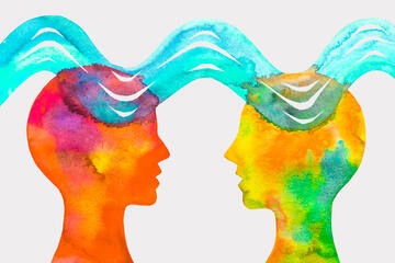 Watercolor painting telepathy.