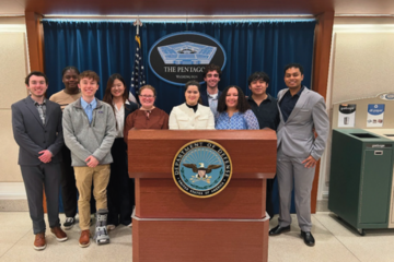 A group of Johns Hopkins students at the Pentagon