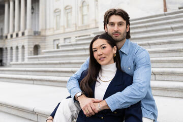 Taylor Krause and Garrett Josemans on the steps of the U.S. Capitol building