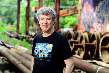 Michael Wiggs, photographed at an abandoned area of the Baltimore Streetcar Museum