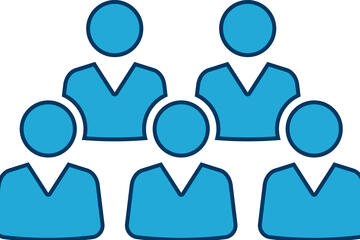Abstract illustration of five people rendered the same to indicate a group with commonalities