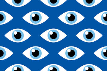 Many eyes on a blue background