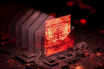 An illustration of virtual envelopes, the first of which includes a red computer chip