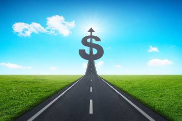 Arrow with dollar sign points upward
