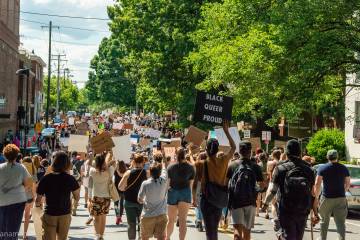 A Black Lives Matter protest takes place in Charlottesville, Virginia
