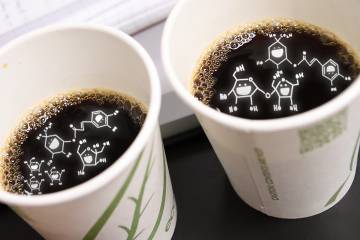 Chemistry symbols in coffee