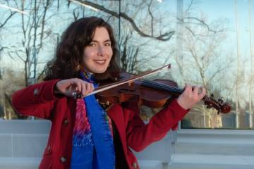 Joanna Clare with her fiddle