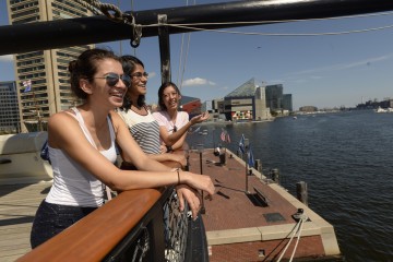 students look out over the Inner harbor