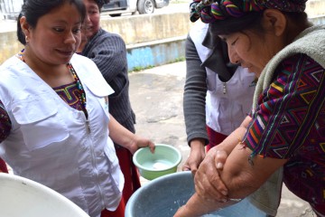 Grandmothers in Guatemala learn correct hand-washing techniques