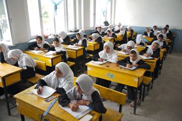 Girls attend school in Afghanistan