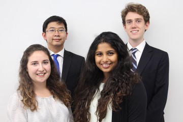 AssistENT team included (clockwise from back row, left): Harrison Nguyen, Clayton Andrews, Pooja Nair, and Talia Kirschbaum 