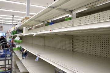 Barren shelves at a supermarket