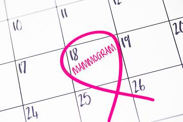 Mammogram date circled on calendar