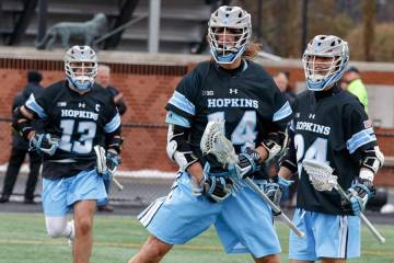 Cole Williams celebrates a goal for Hopkins