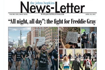 Front page of News-Letter includes coverage of Freddie Gray protests