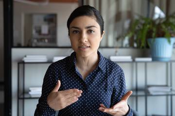 Woman talking on video call