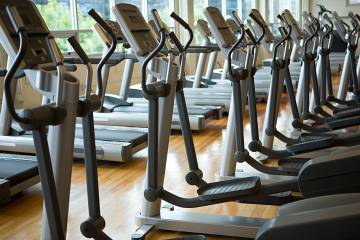 Ellipticals and treadmills in a gym