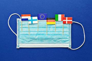 Flags of EU nations in a face mask
