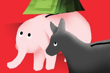 illustration of donkey and elephant piggy banks