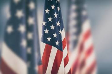 American flags close-up