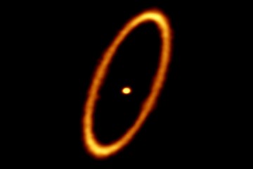 An orange-yellow ring encircles a yellow dot
