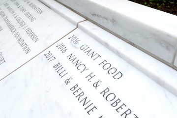 Close-up image of Johns Hopkins Founders Wall