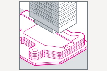 Illustration shows many layers of a substance being printed