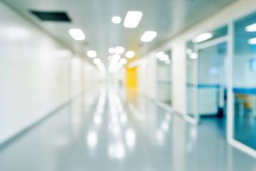 Defocused empty corridor in a hospital.