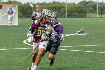 Iroquois Nationals players on the lacrosse field