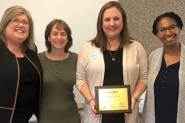 Jeanne Lovy, director of Family Support Services at Johns Hopkins; Dana Silver, of the Maryland Breastfeeding Coalition; Jeremy Hornberger, family programs specialist at Johns Hopkins; and Jessica Nash, of the DC Breastfeeding Coalition.