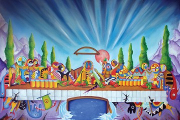 Surreal painting shows a psychedelic take on the Last Supper