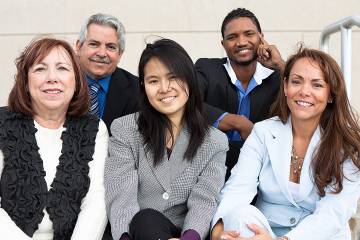 Group of co-workers representing many generations