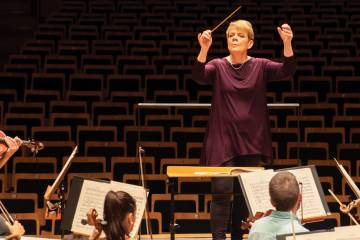 Marin Alsop leads an orchestra