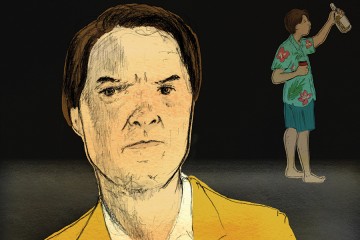 Illustration of a man in a blazer and a man in a Hawaiian shirt