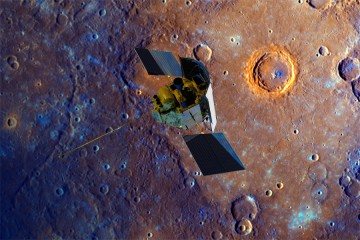 Messenger spacecraft orbits Mercury