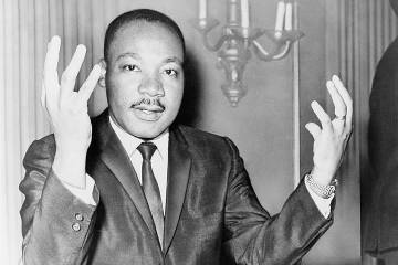 Martin Luther King Jr. in an undated black-and-white photograph