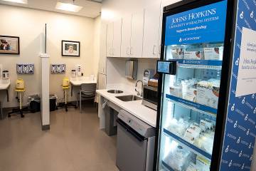 An overview of Room 4462 showing its vending machine dispensing breastfeeding-related items.