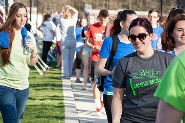 Students participating in Out of Darkness Campus Walk