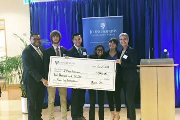 A group photo of case competition winners