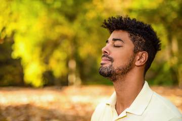 Relaxed man in outdoor setting