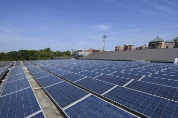 Solar panels installed on the university's Homewood campus