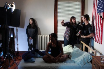 Students prepare to film a scene for 'Scars'