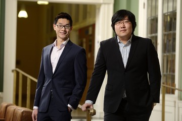 Hopkins debaters Kuan Hian Tan (left) and Harry Zhang
