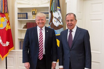 President Trump smiles and poses with Sergey Lavrov in Oval Office meeting May 10, 2017