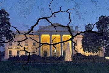 White House illustration with cracks