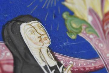 Detail of hand-illuminated drawing of nuns