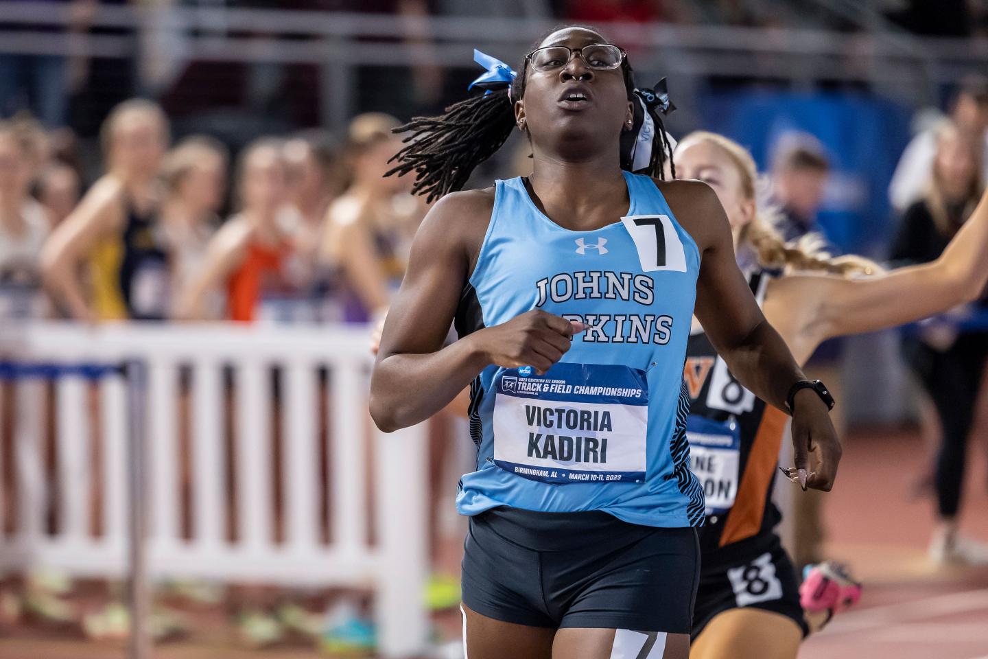 Victoria Kadiri runs on a track