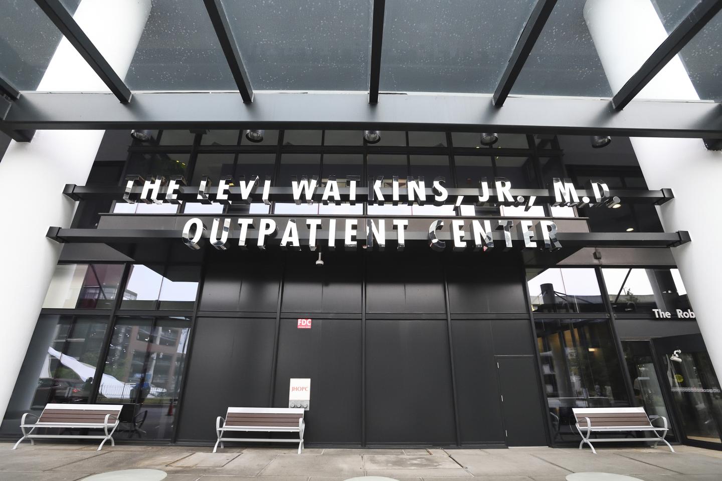 Exterior of the Levi Watkins Jr., M.D., Outpatient Center, formerly known as the Johns Hopkins Outpatient Center