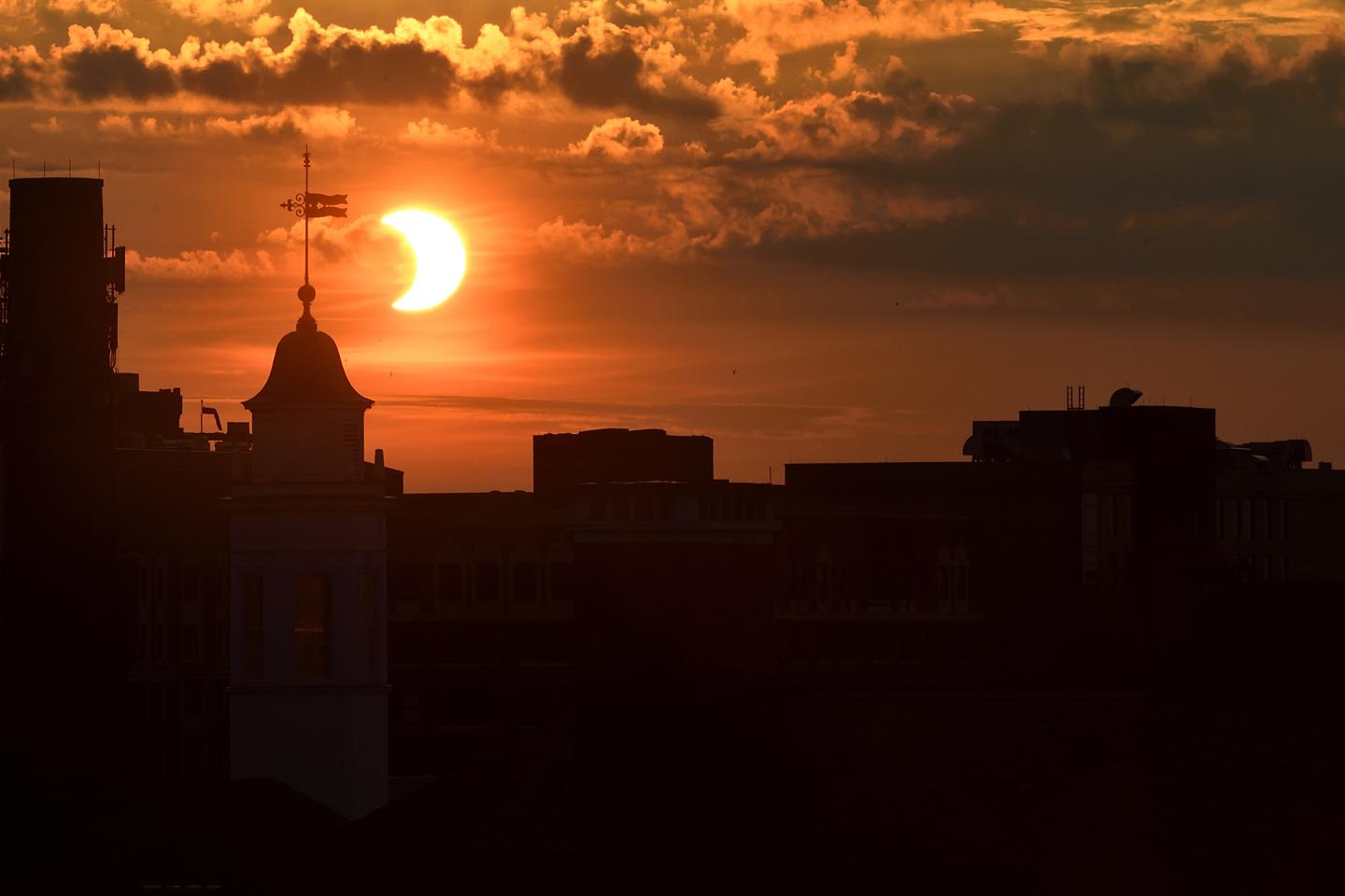 Partial solar eclipse as seen from Wyman Park Building, June 2021