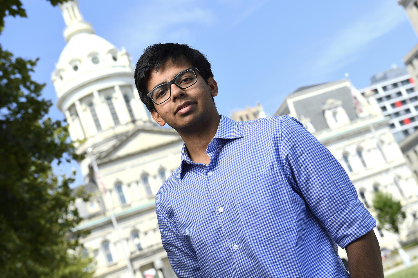 Akshat Sinha outside of the Mayor's Office in Baltimore